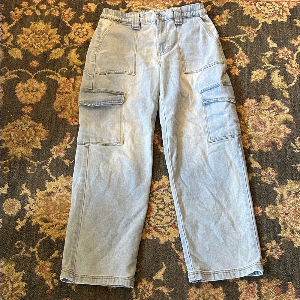 Flying Angle Cargo Skater Light Wash Straight Leg Jeans Women's size 28